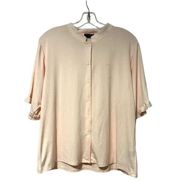 Laundry By Shelli Segal Cream Mandarin Collar Button Down Top - Picture 1 of 4